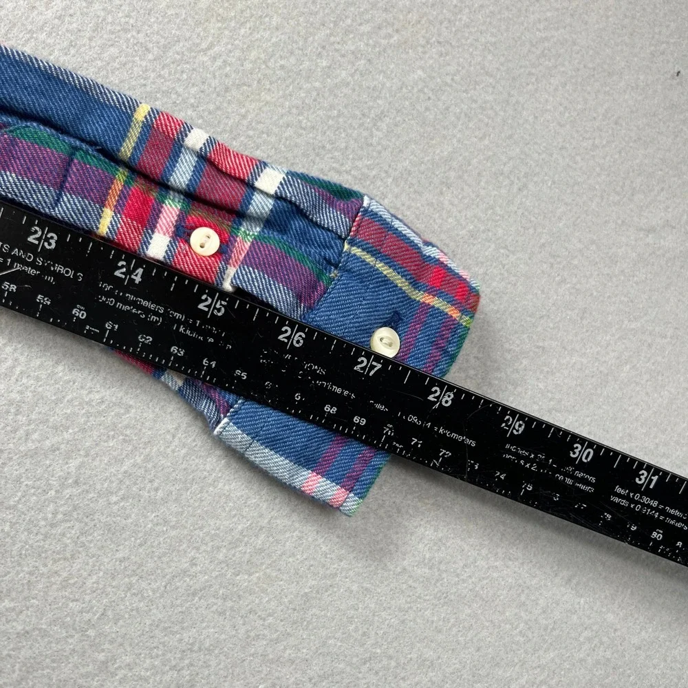 Polo Ralph Lauren Shirt Dress Girls 16 Blue Plaid Flannel Long Sleeve Preppy